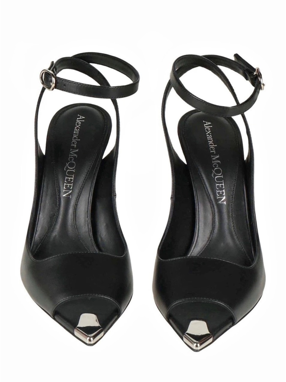 Alexander McQueen Punk Slingback Pumps with Metal Toe Cap
